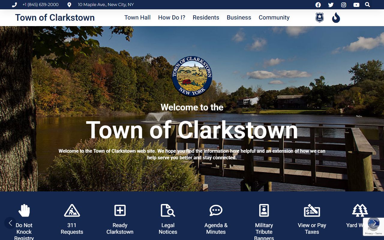 Town of Clarkstown page showing Clarkstown Police Department information for sex offender monitoring