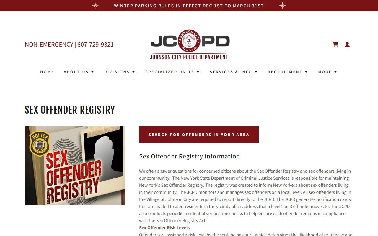 Broome County sex offender monitoring resources including the Sheriff's Office and Johnson City Police Department