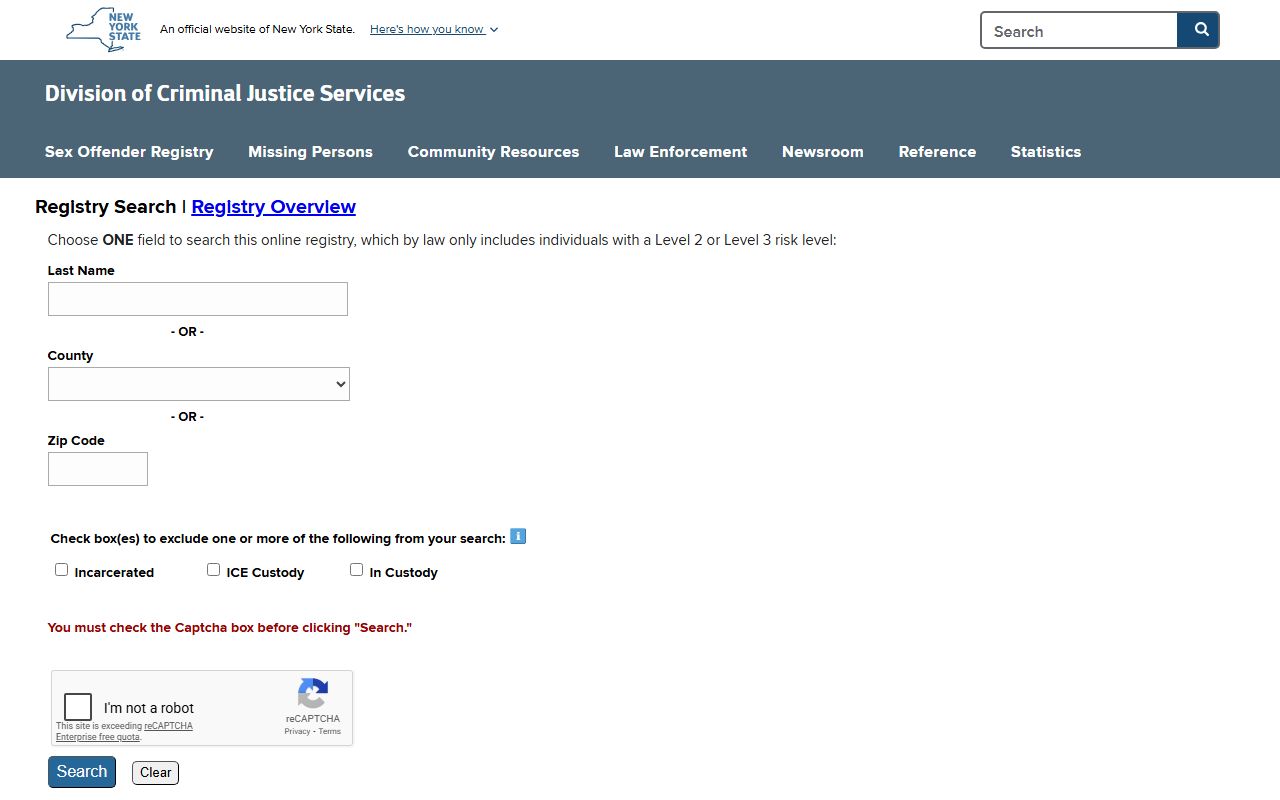 NYS Sex Offender Registry search results for Tioga County showing Level 2 and Level 3 sex offenders